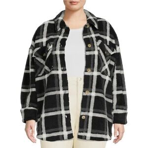 Terra & Sky's Women's Plus Size Oversized Faux Sherpa Fleece Shacket 3X